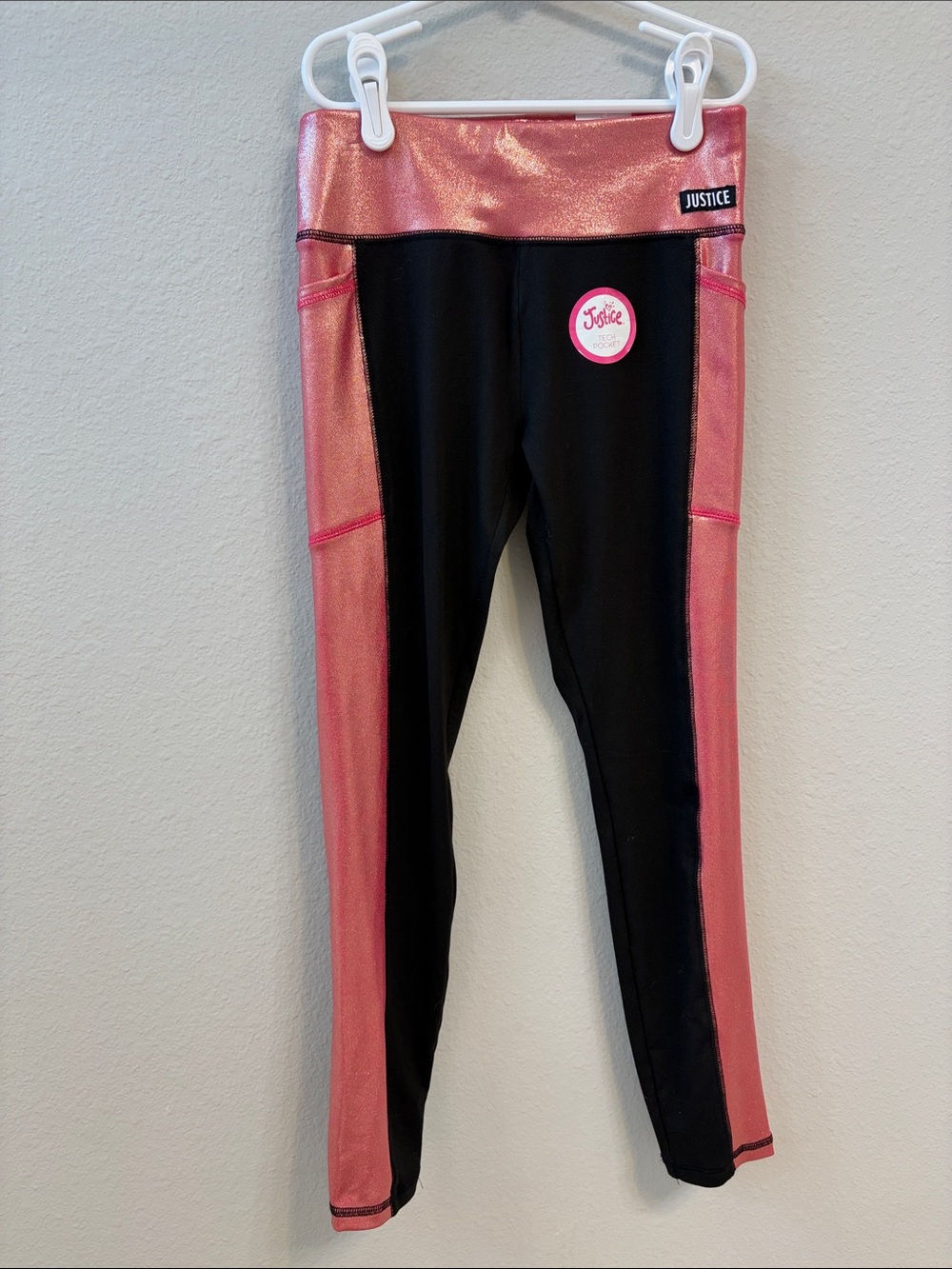 Justice Black and Metallic-Trim Leggings